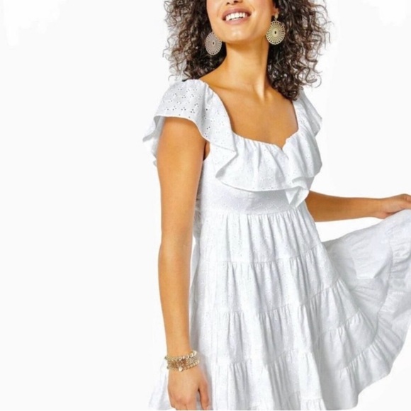Lilly Pulitzer Emie Ditzy Vine Eyelet Dress Resort White Size 6 NEW - Picture 2 of 14